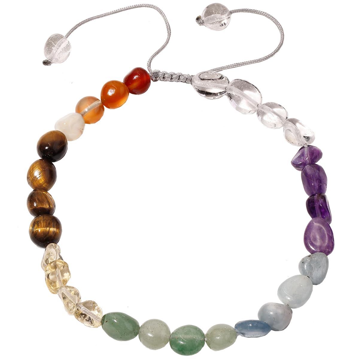 Jewever Irregular 7 Chakra Beaded Anklet Spiritual Energy Reiki Tumbled Stones and Crystals Ankle Bracelets for Women Yoga Meditation