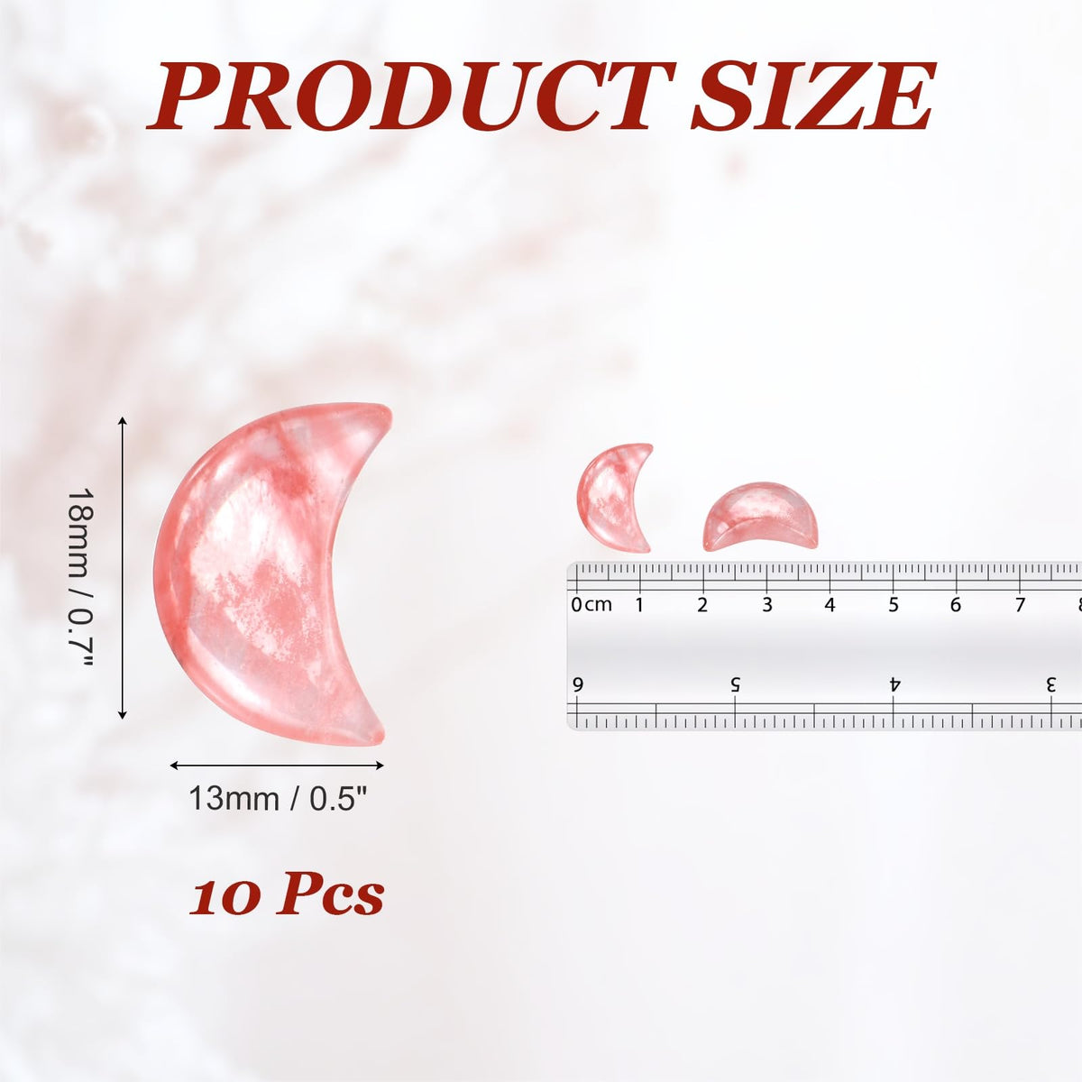 MECCANIXITY 10 Pcs Moon Crystal Worry Stone, 0.5 Inch Length Natural Watermelon Quartz Moon Gemstone Bulk, Carved Pocket Stones for Meditation Balancing Pendant Decor