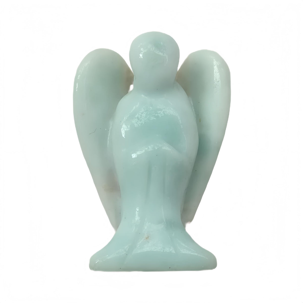 Afucats Natural Amazonite Healing Guardian Angel Indoor Decorative Stone,1.5 Inches Carving Pocket Palm Statue,Gift for Her Christmas Décor