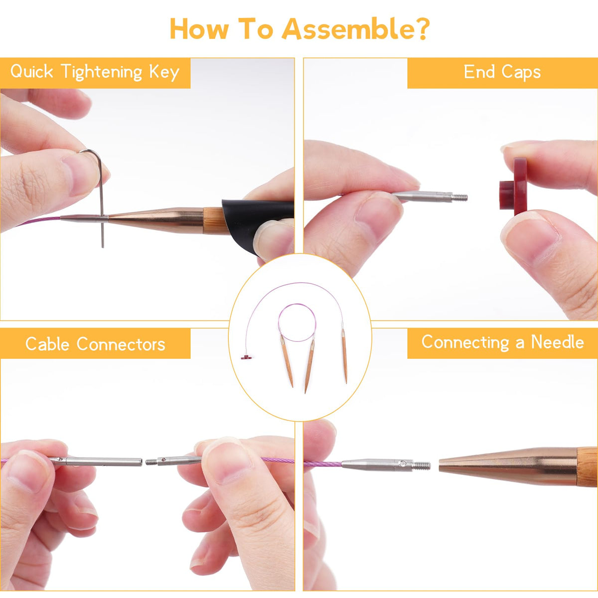 Weabetfu Knitting Needles Set with Bamboo Circular Knitting Needle 13 Pair Interchangeable Knitting Needles and Cables, Accessories and Case Perfect for Beginner, DIY Crafts