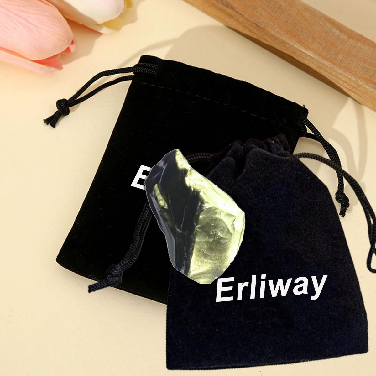 Erliway 1.25-2" Natural Golden Sheen Obsidian Raw Stone and Healing Crystals, Rough Stone for Tumbling, Cabbing, Fountain Rocks, Decoration, Raw Crystal and Healing Stones for Polishing, Wicca & Reiki