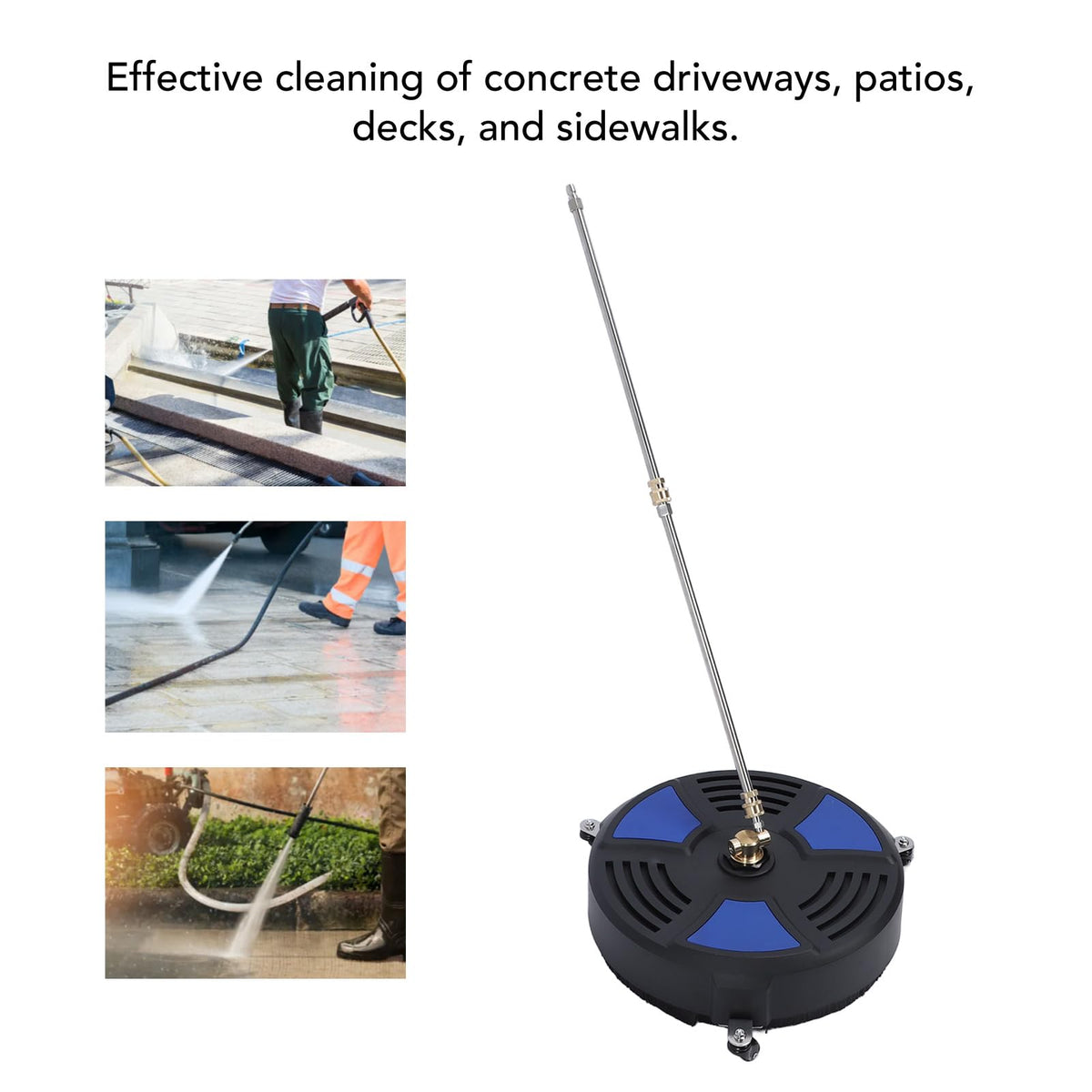 TRELVEX 16 Pressure Washer Surface Cleaner with 3 Wheels 4000psi Max Pressure 1 4 Connector Stainless Steel Driveway Power Washer Attachment for Concrete Patios Walkways Deck and Driveways