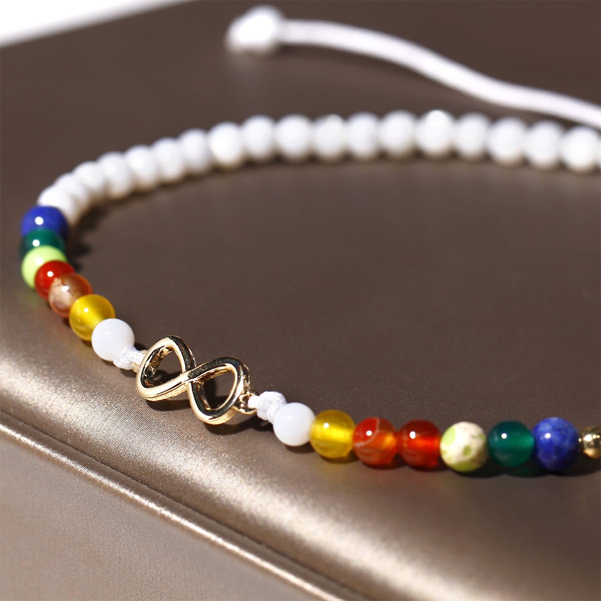 Jewever 7 Chakra/Shell Beaded Anklet Adjustable Handmade Natural Healing Crystals Infinity Charm Ankle Bracelets for Women Gemstones Summer Beach Anxiety Yoga Jewelry