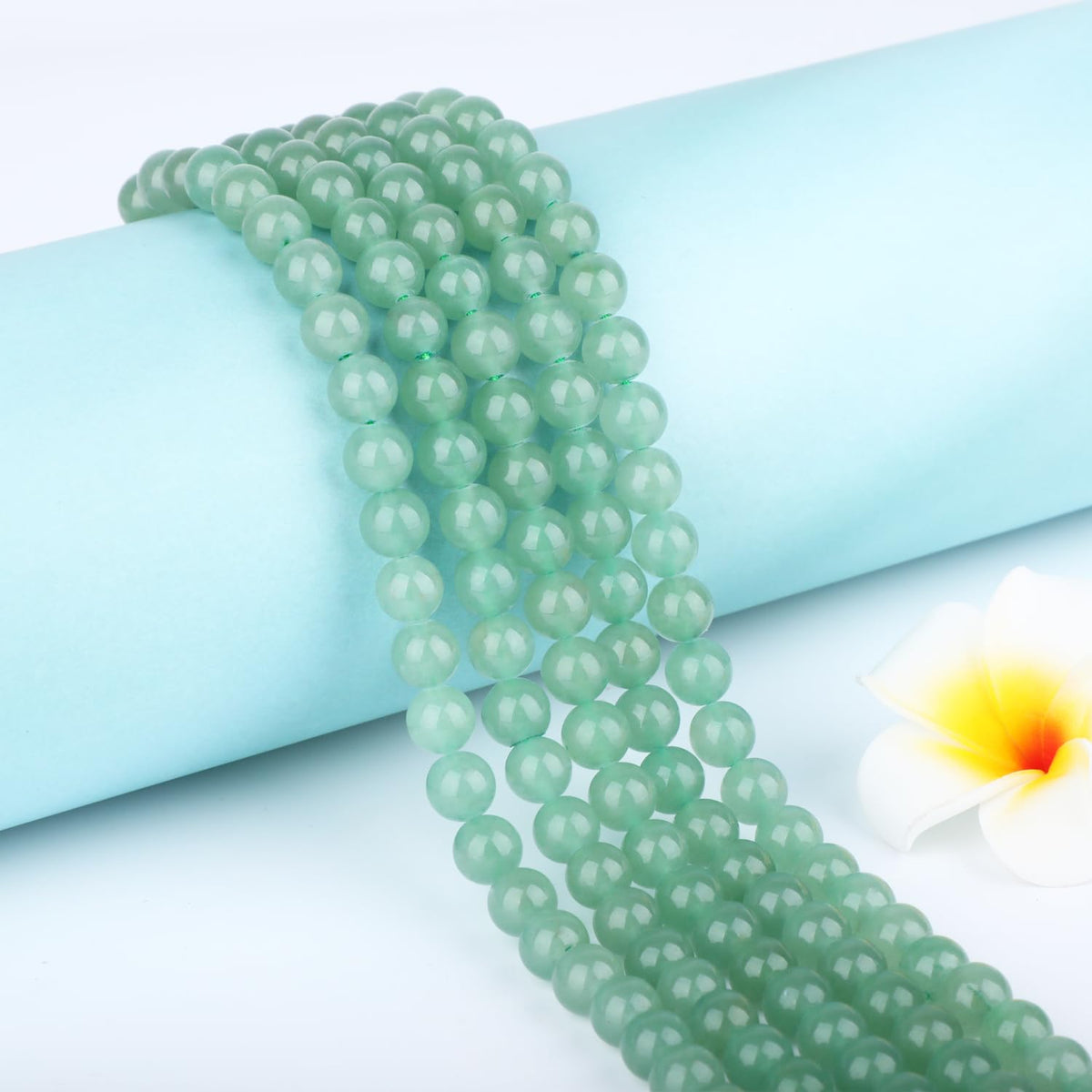 CMBYN Natural Stone Beads Round Genuine Real Stone Beading Strand Loose Gemstones DIY Smooth Bead for Bracelet Necklace Earrings Jewelry Making (Green Aventurine, 8mm 45 Pieces)