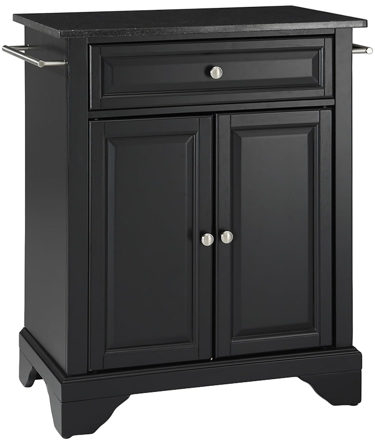 Crosley Furniture LaFayette Granite Top Small Portable Rolling Kitchen Island Storage Cart, Microwave Stand, Black