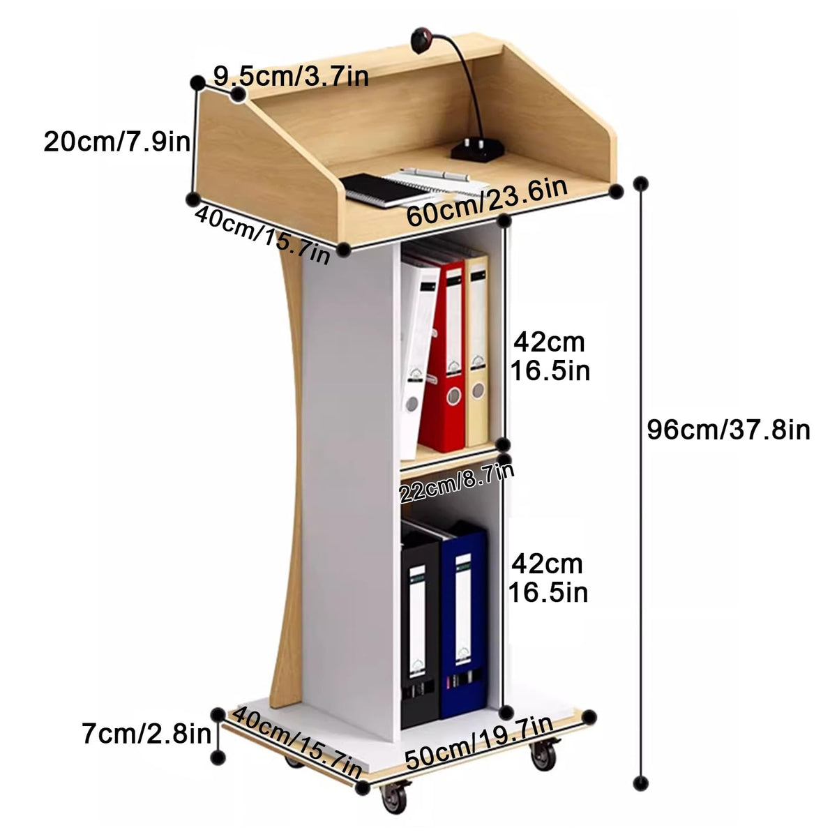 Wooden lectern table, church pulpit, pulpit and lectern, speech lectern stand, professional presentation lectern hosting lectern, hotel welcome desk reception desk, suitable for classrooms(Oak coloure