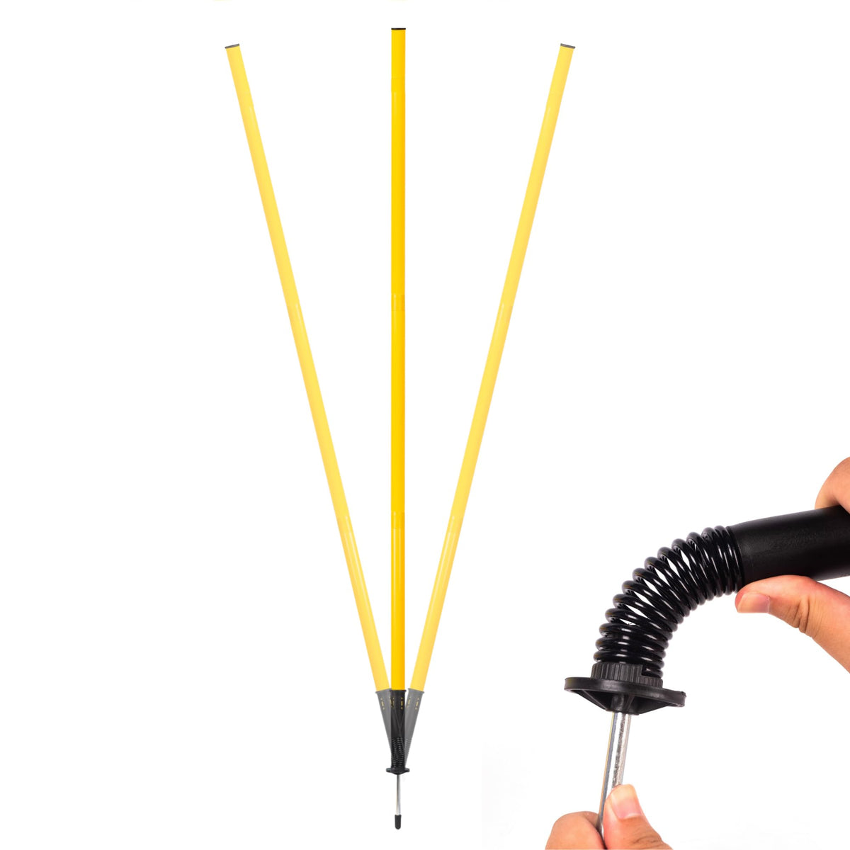6Pcs 5FT Agility Poles for Soccer,Basketball,Football,Dog,Horse Training-Adjustable Speed and Agility Training Equipment Sports Training Sticks with Ground Spring Nails and Storage Bag(Yellow)