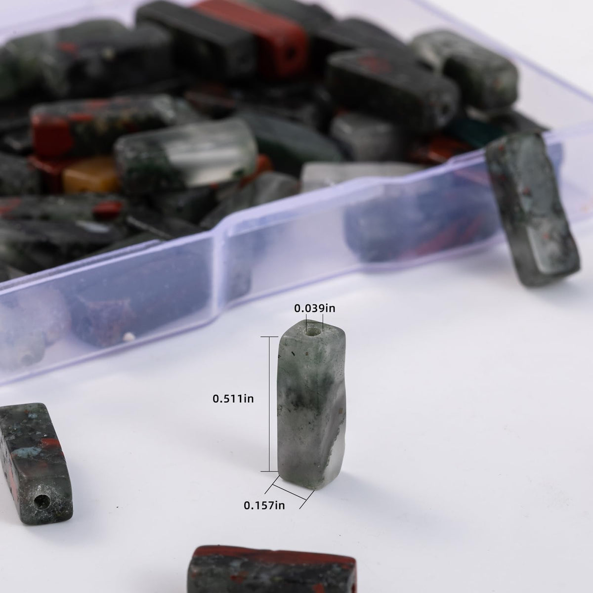 Natural Bloodstone Rectangle Tube Beads 4x13mm 38cm/str Loose Semi Gemstone Stone Beads for Making Bracelets Necklace Earrings