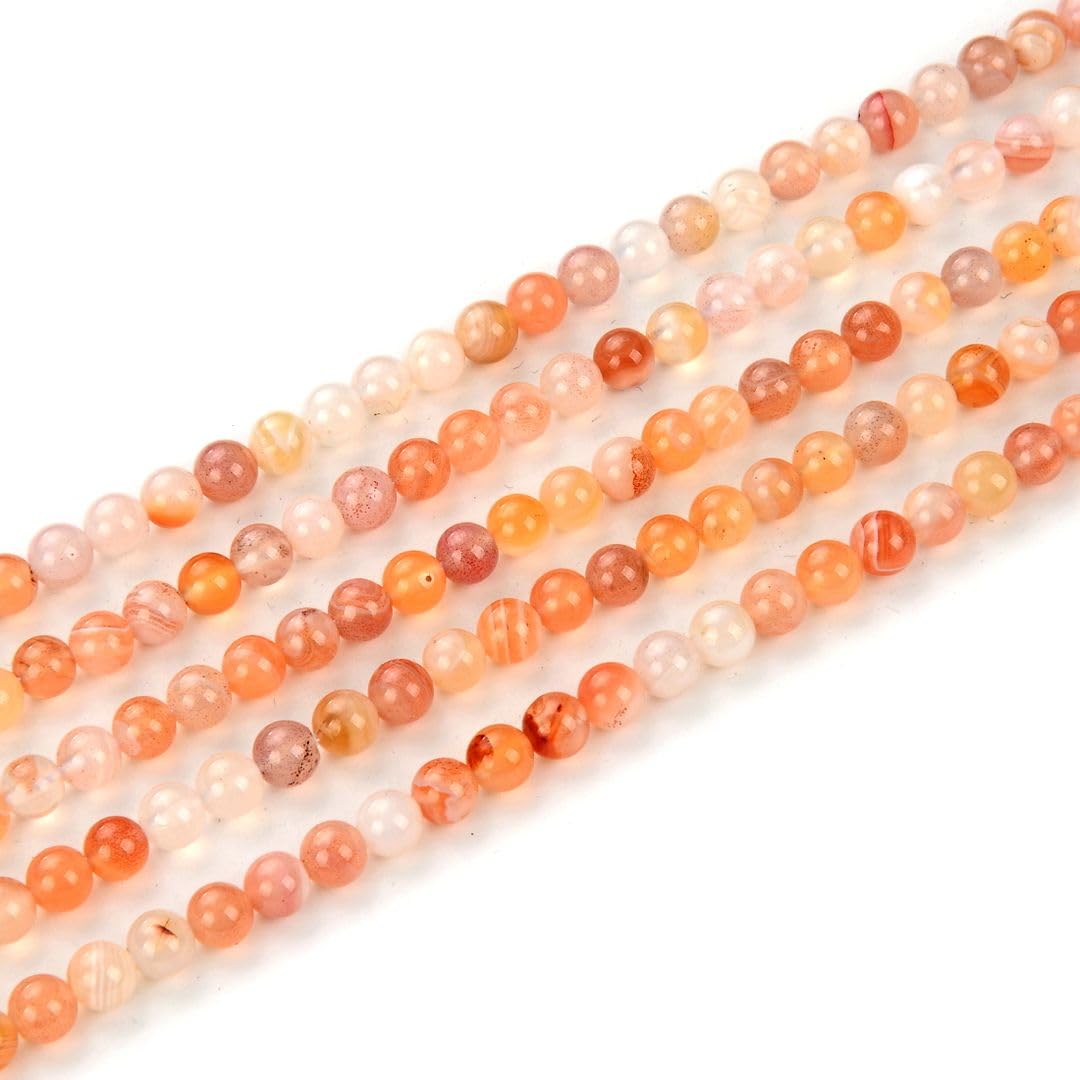 1 Strand Adabele Natural Red Botswana Agate Healing Gemstone 4mm (0.16 Inch) Tiny Small Round Loose Beads Gem Stone Spacer (84-90pcs) for Jewelry Making GH-A4