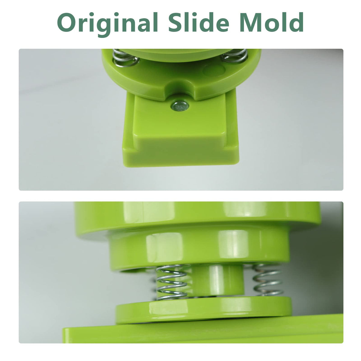 Happizza Heart-Shaped Button Mold, 57mm/2.24 inch, Green Resin, Slide Rail Button Maker Machine Compatible