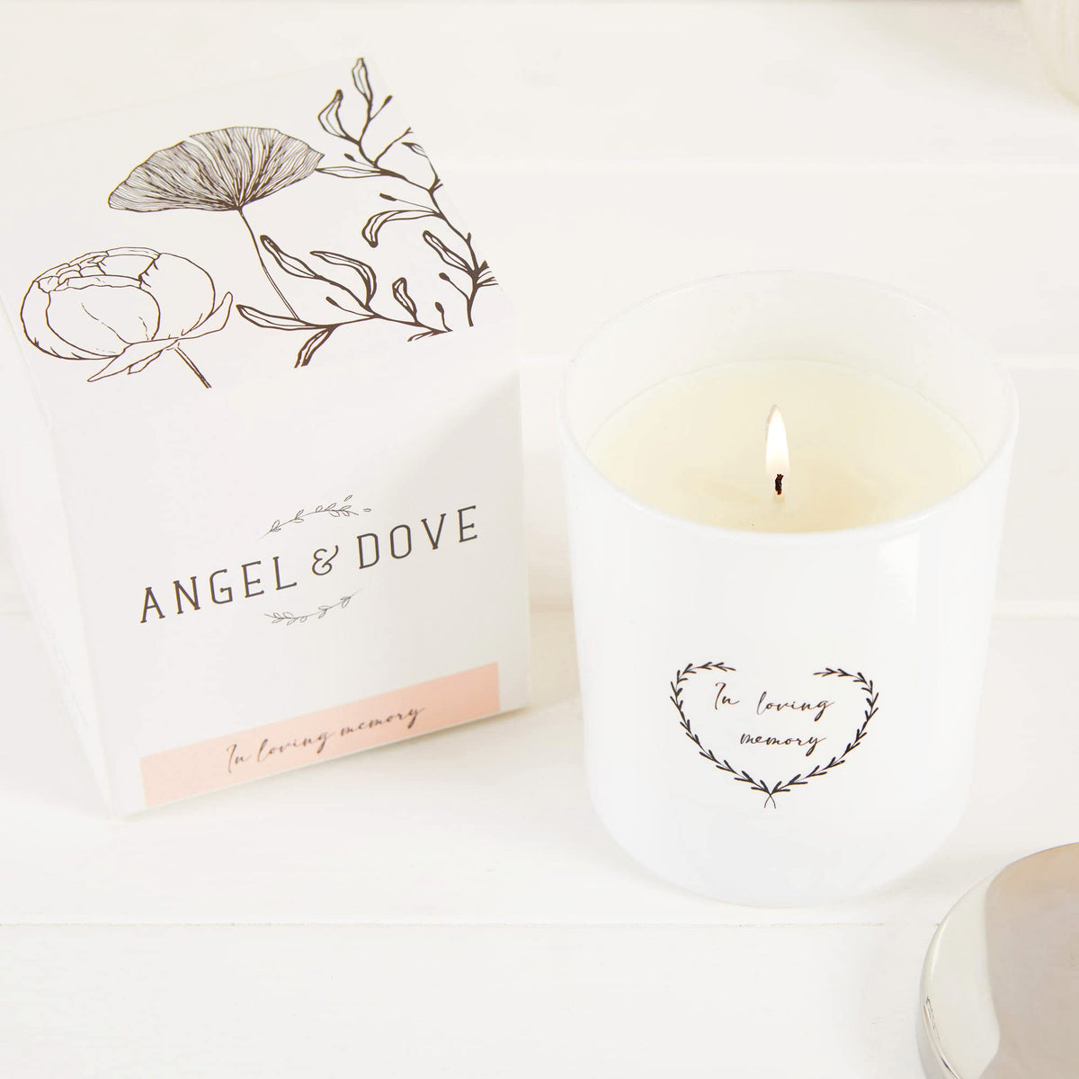 ANGEL & DOVE 'in Loving Memory' Soy Wax Remembrance Candle - Sympathy Gift, Memorial to Light in Memory of a Loved One
