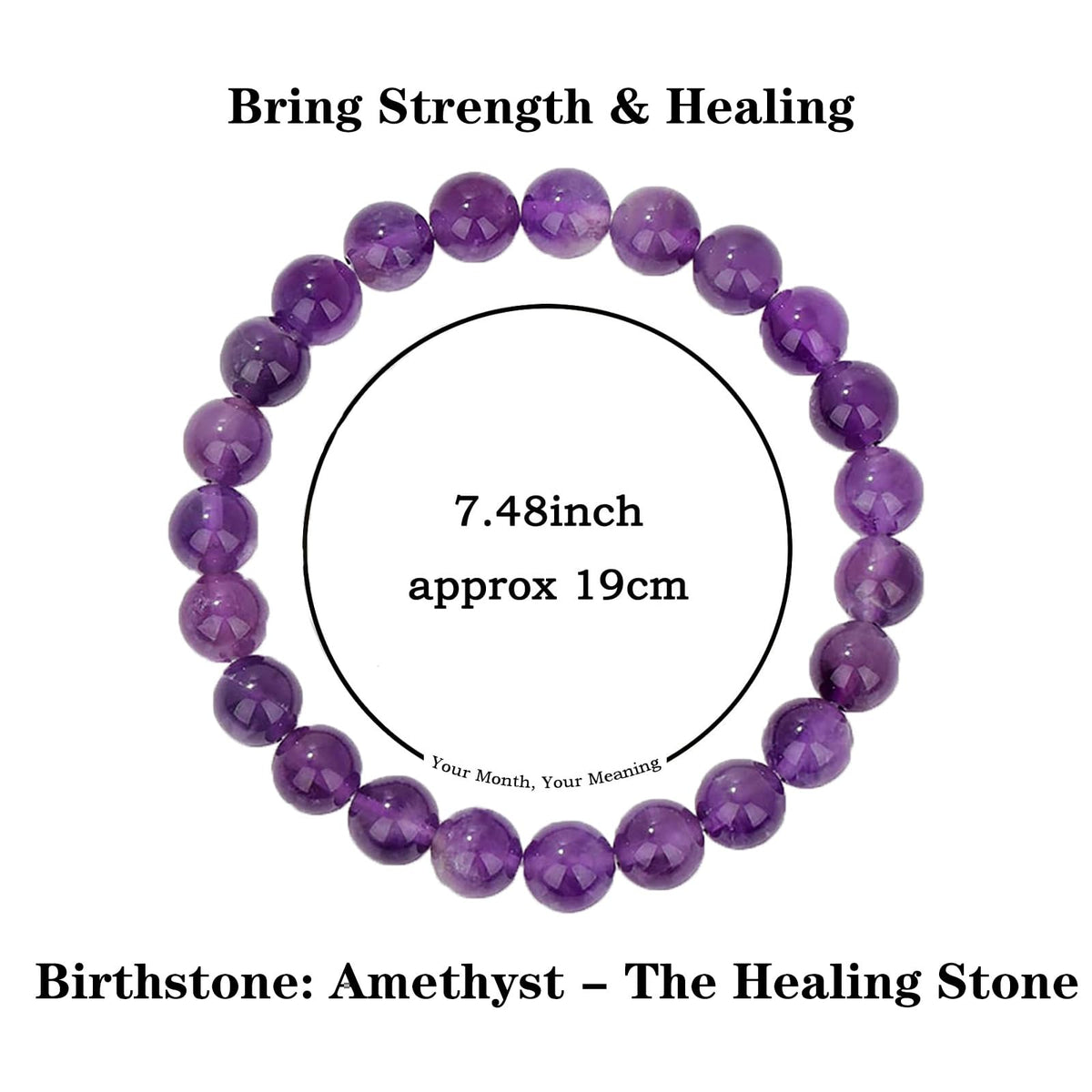 Naupyal February Birthstone Bracelet for Women Men,Amethyst Natural Stone Beaded Bracelets,Healing Crystal Gemstones Stretch Bracelet Stress Relief Month Bracelet Birthday Jewelry Gifts