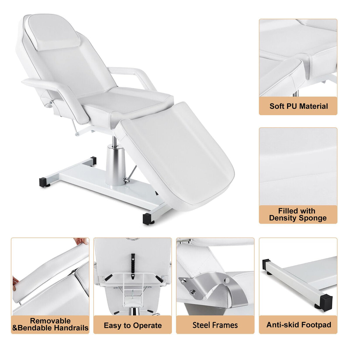 Artist hand Professional Hydraulic Tattoo Bed Swivel aesthetician Chair Adjustable Beauty Esthetician Spa Table for Eyelash Facial Bed Extensions Salon Equipment
