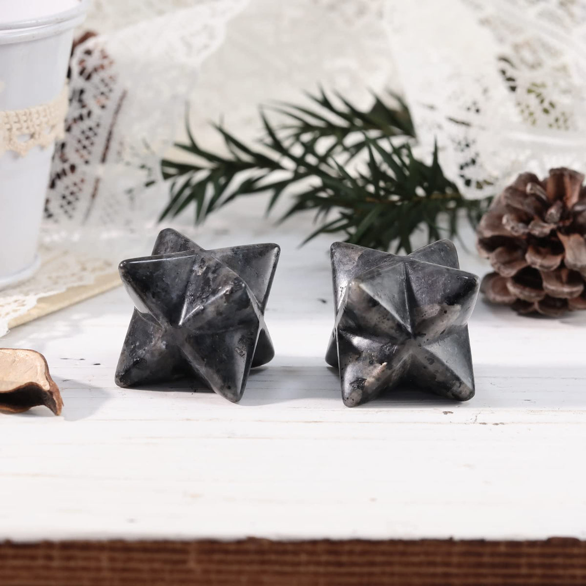 Loveliome Natural Labradorite Merkaba Crystal Protection Sacred Meditation Energy Generator Healing Chakra Six-Pointed Star 1 Inch