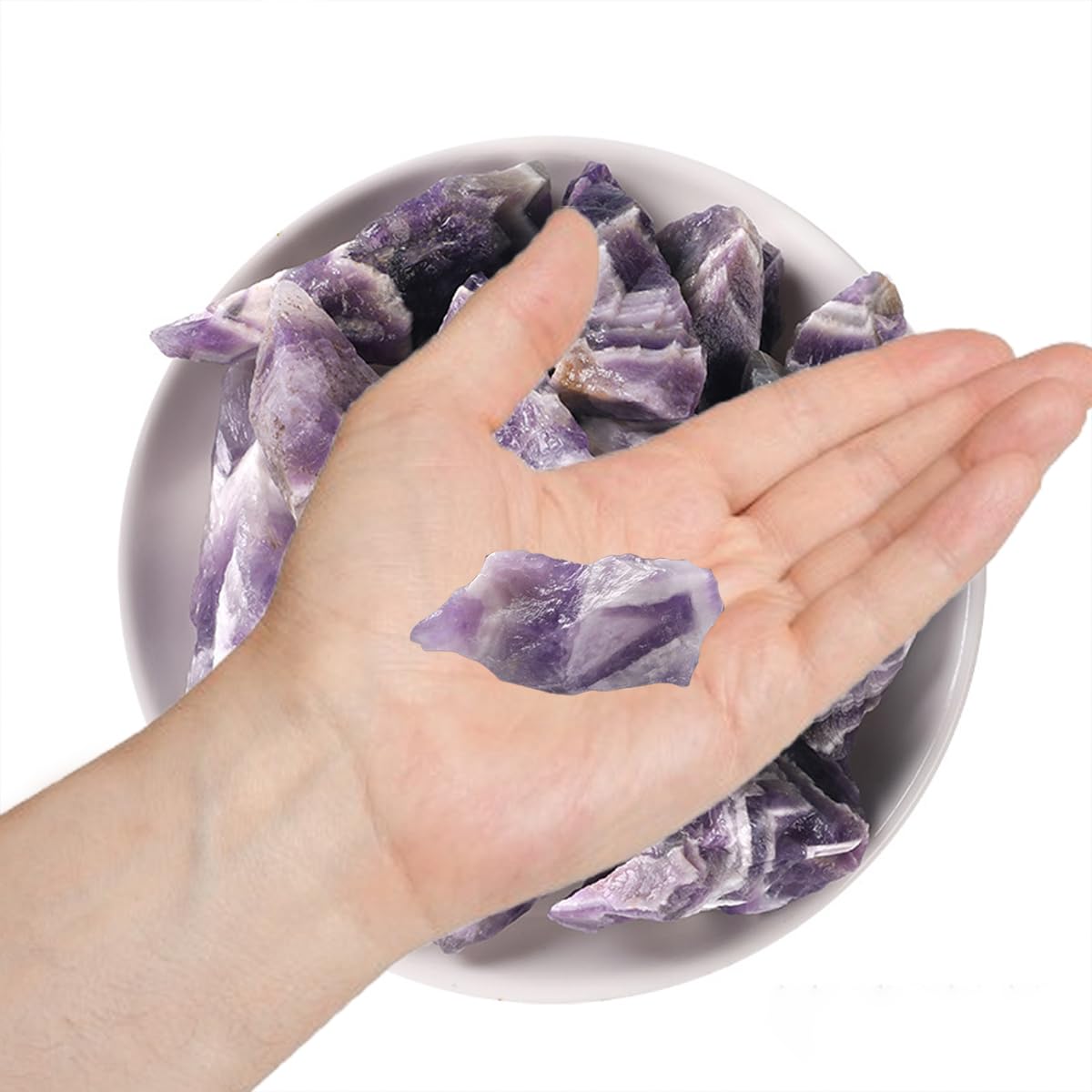 Erliway 1.25-2" Dream Amethyst Raw Stone and Healing Crystals, Natural Rough Stone for Tumbling, Cabbing, Fountain Rocks, Decoration, Raw Crystal and Healing Stones for Polishing, Wicca & Reiki