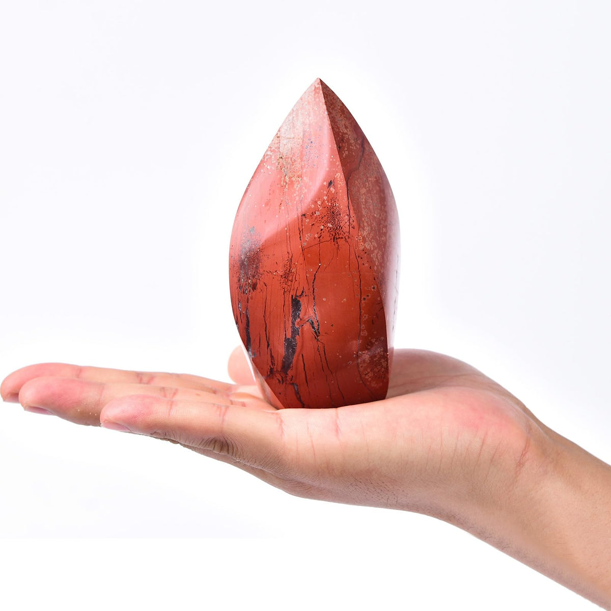 JIC Gem Red Jasper Large Crystals Natural Healing Crystal Point Obelisk Tower Spiral 4 Sides Energy Gemstone Decoration Gifts 1.1-1.7 Lbs