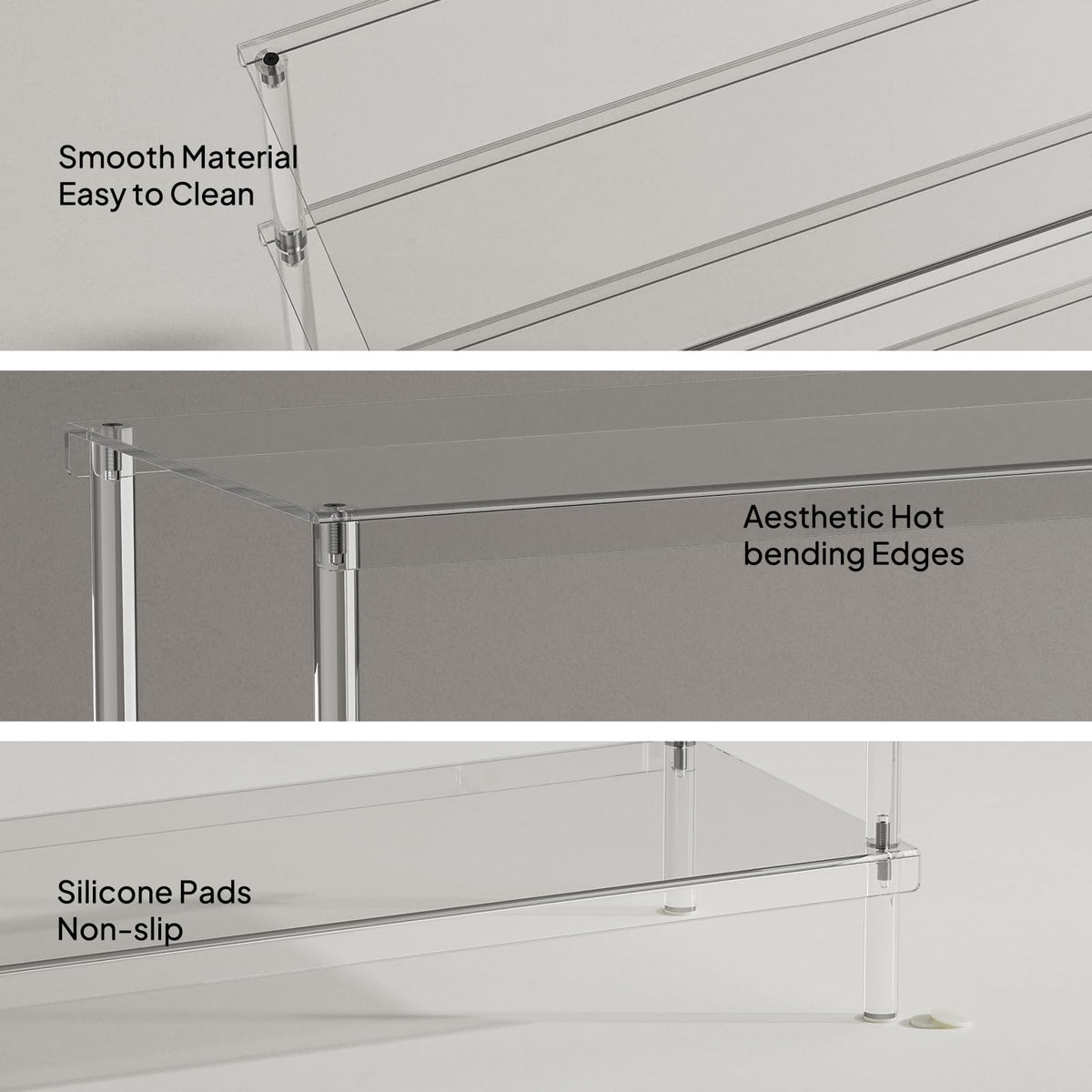 Aquiver 5 Tier Acrylic Shoe Rack - Closet Shoe Rack Shoe Organizer for Entryway, Stores 20 Pairs of Shoes, 32.3'' L x 11.8'' W x 36.4'' H
