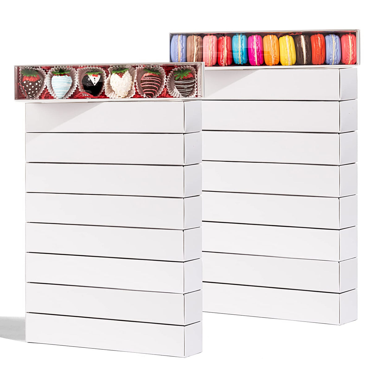 SLShePack 20Pack 12x2.25x2 Inches Chocolate Covered Strawberries Boxes for 6, Macaron boxes for 12, Long Box for Cocoa Bombs,Cookies,Truffle,Cake Ball