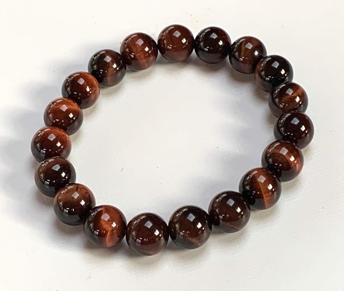 AWAKEN YOUR KUNDALINI Red Tiger’s Eye Bracelet – 10mm Stretch Beads, Birthstone Energy