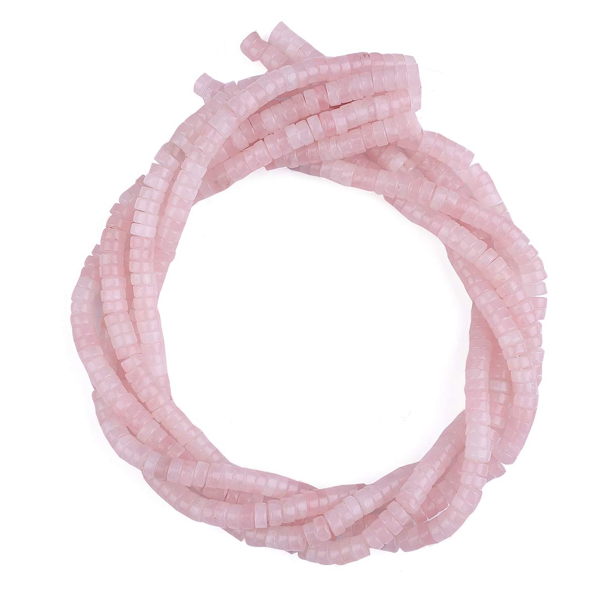 BEADIA Natural Rose Quarts Crystal Spacer Beads Caps Loose Semi Gemstone for Beading Jewelry Making 6mmx3mm 38cm