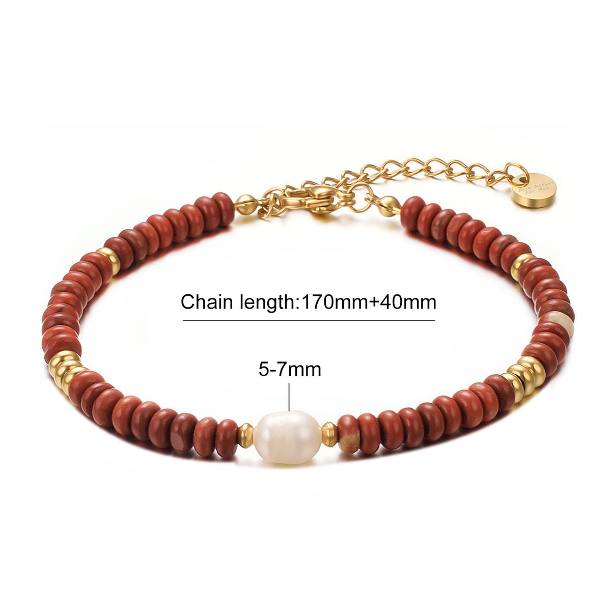vissen Red Natural Stone Bracelets for Women Gold Bangle Bracelets Stainless Steel Freshwater Cultured Pearl Bracelet Jewelry Gift
