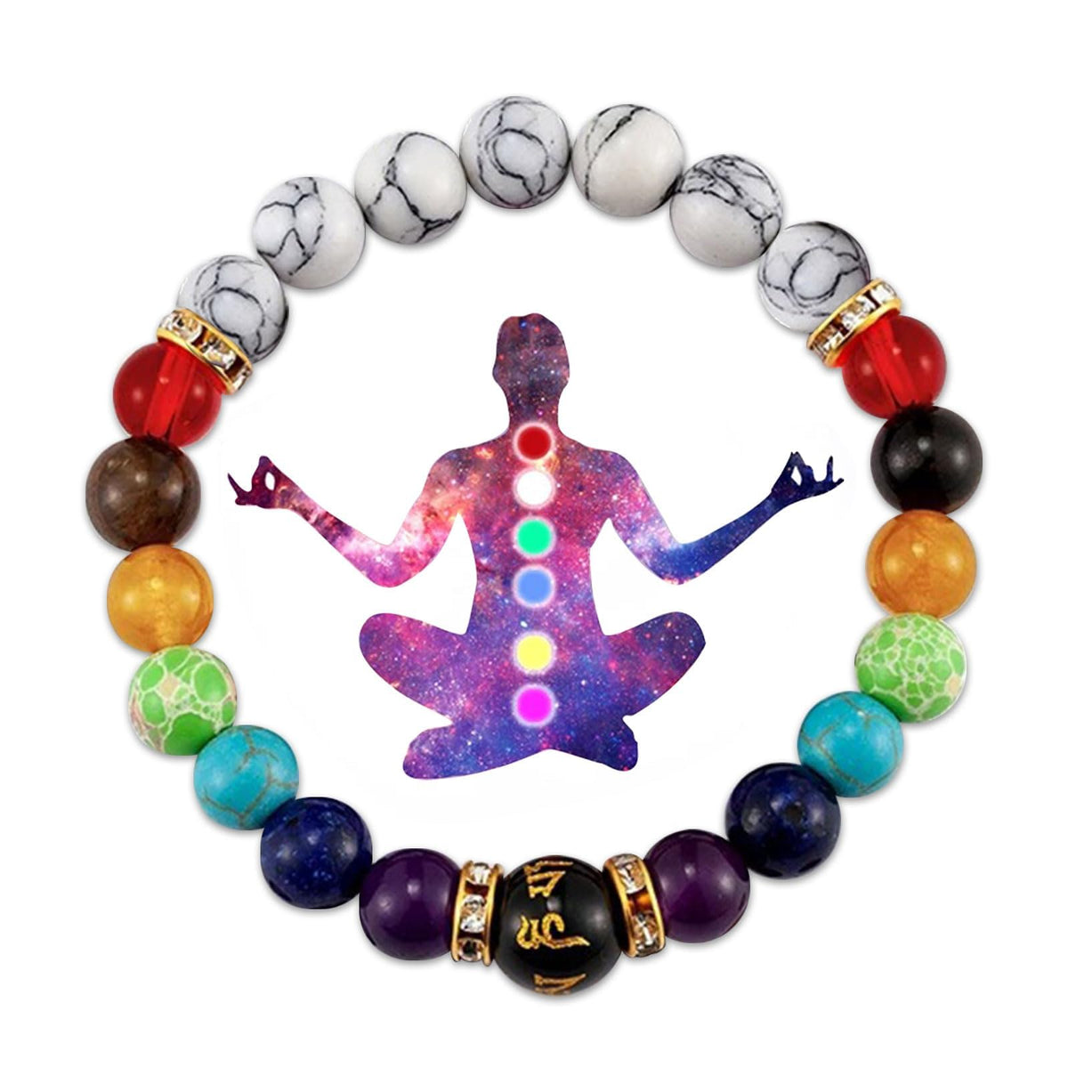 Long Tiantian Chakra Bracelets for Women & Men, 7 Chakra Stones, 8mm Crystals & Healing Stones, Yoga Charm Bracelet, Essential Oil Diffuser Jewelry Gifts