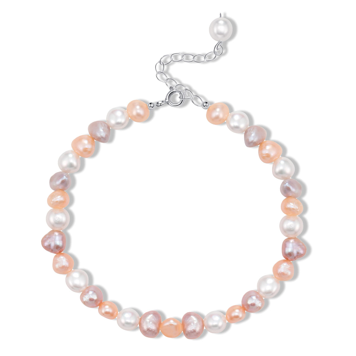 HENGSHENG Natural Baroque Pearls Link Bracelets for Women Freshwater Cultured Pearls Strand Bracelets Handpicked Pearl Elegant Jewelry - Colorful