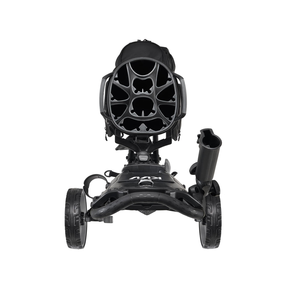 KVV 3 Wheel 360 Rotating Front Wheel Foldable/Collapsible Golf Push Cart with Foot Brake Open and Close in ONE Second-Free Umbrella Holder Included(Black/Charcoal)