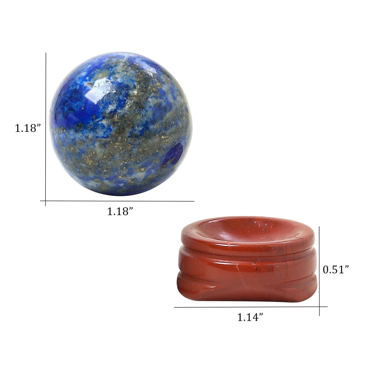 Casaper Natural Lapis Lazuli Ball with Red Jasper Stand, Healing Crystal Sphere for Home Fengshui Yoga Meditation, Reiki Energy Balancing 1.18”(30mm)