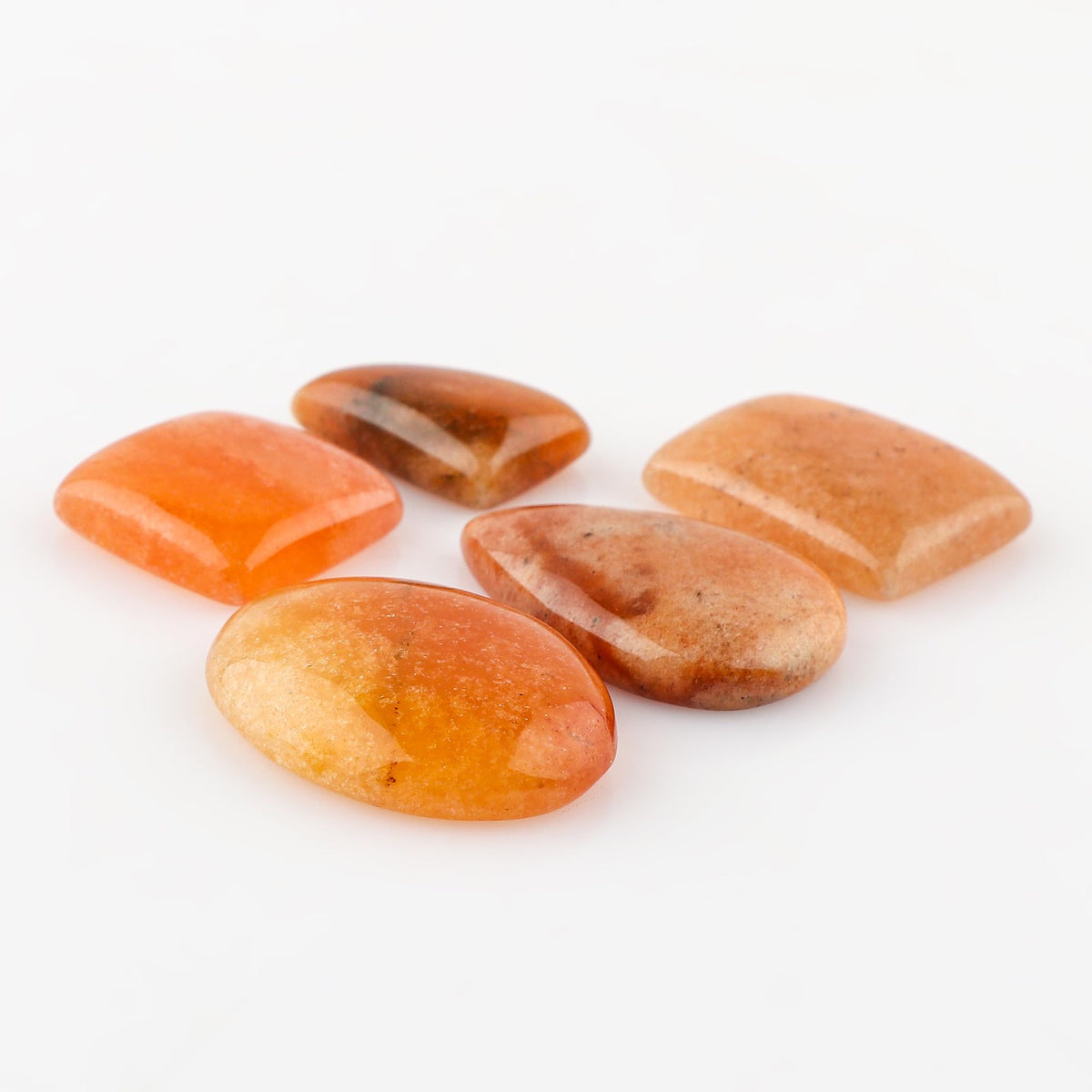 CRYSTALINES (5pcs) Natural Orange Aventurine Gemstones Cabochon, Wholesale Loose Polished Cabs, DIY-Healing Crystals, Jewelry Making, Wire Wrapping, Worry Stones Supplies, Gem Collection