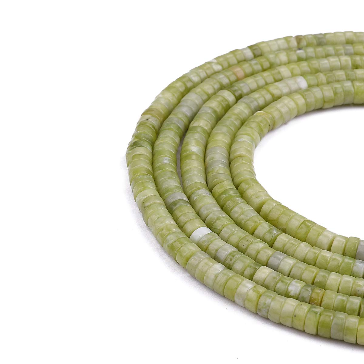 BEADIA Natural Taiwan Jade Spacer Beads Caps Loose Semi Gemstone for Beading Jewelry Making 6mmx3mm 38cm
