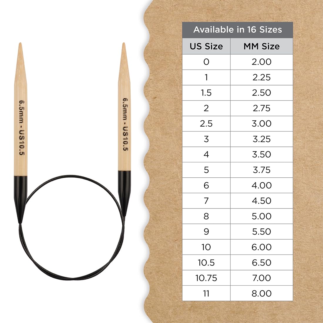 Knitter’s Pride Bamboo Luxe Fixed Circular Needles 40"" (100cm) – US Size 10.5 (6.5mm)