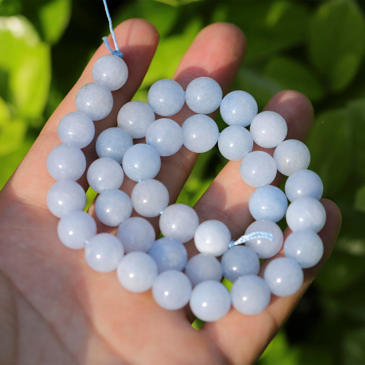 35pcs 10mm Natural Gemstone Beads for Jewelry Making Supplies,Aquamarine Healing Crystal Polished Round Loose Stone Beads for Bracelet Necklace 15 Inch
