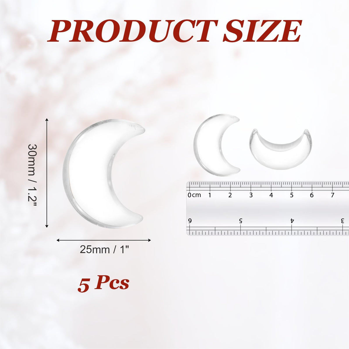 MECCANIXITY 5 Pcs Moon Crystal Worry Stone, 1.2 Inch Length Natural White Quartz Moon Gemstone Bulk, Carved Pocket Stones for Meditation Balancing Pendant Decor