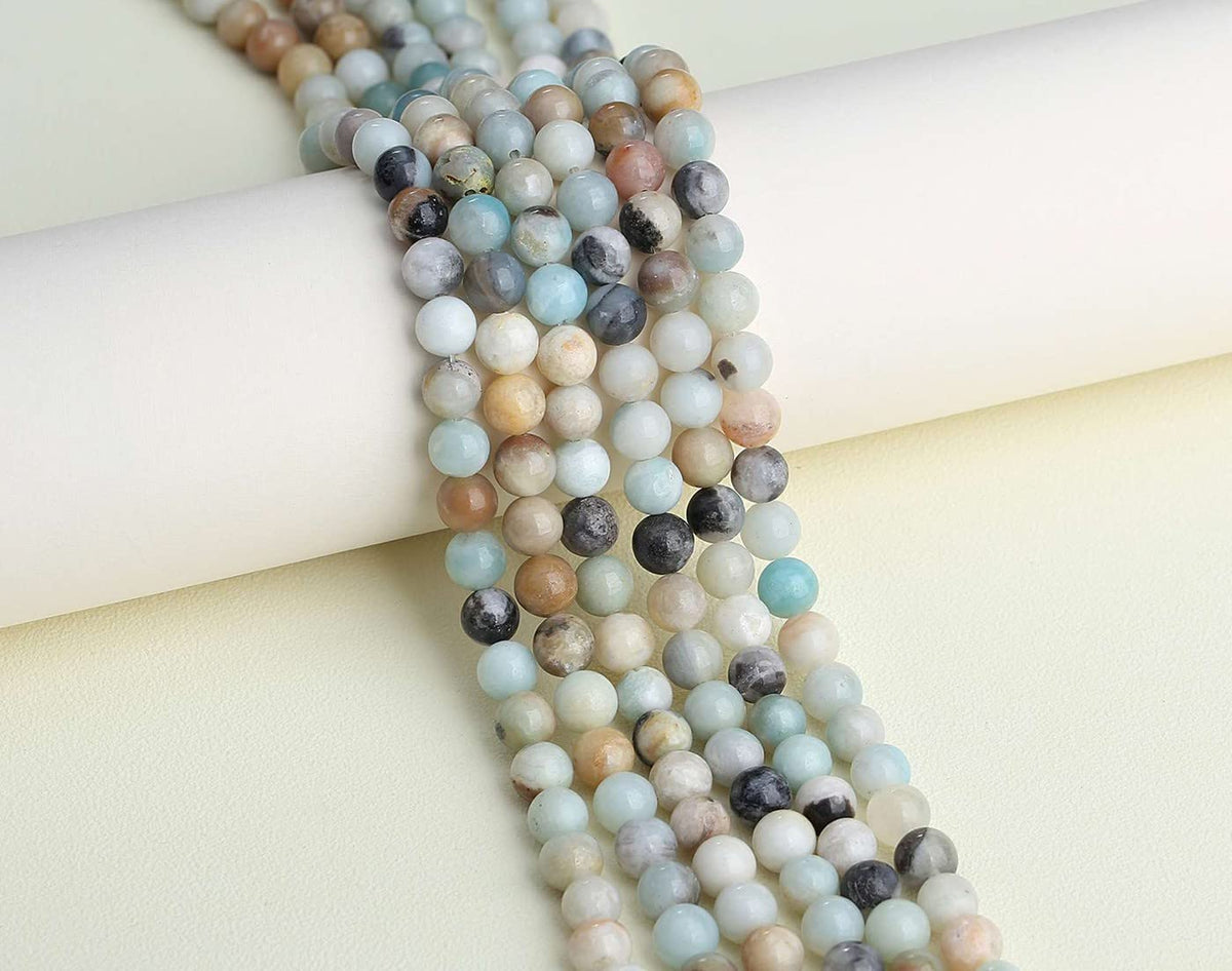 LAIDANLA Mixedcolor Amazonite 8mm Natural Stone Beads Round Loose Gemstone Stone Beads for DIY Bracelet Necklace Earrings Jewelry Making Polishing Genuine Real Beading 96PCS 2 Strand 32"