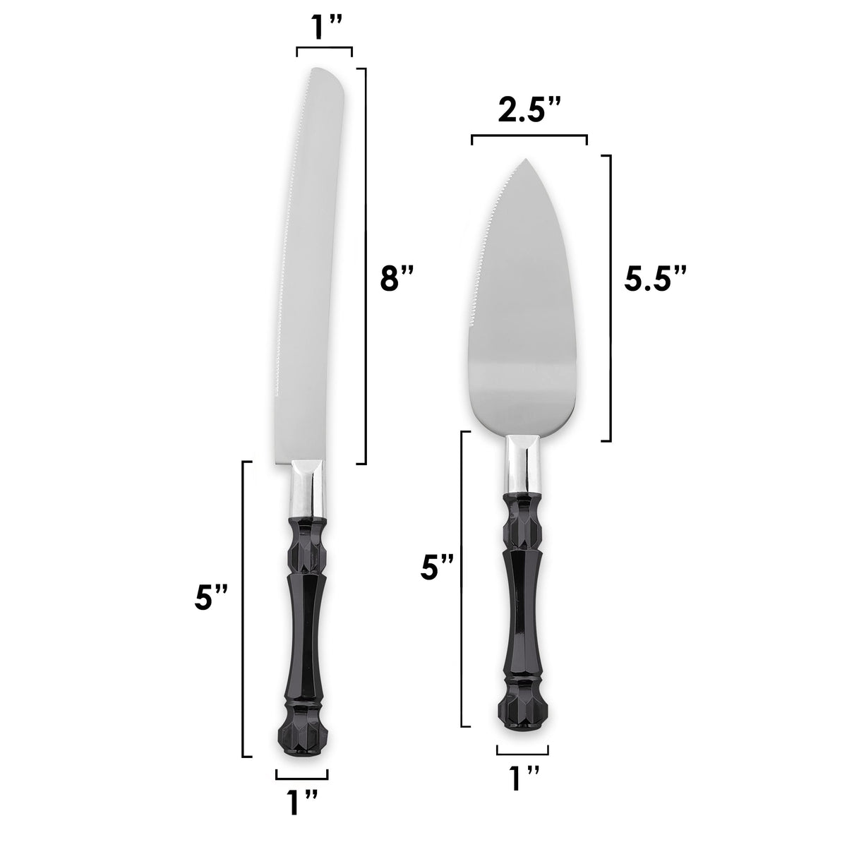 Homi styles Black Cake Knife and Server Set, Cake Cutter and Pie Spatula, Cake Server and Knife Set of 2 with Non-Slip Swirl Grip, Matte Black Cake Cutting Set for Wedding Cake, Birthdays, and Parties