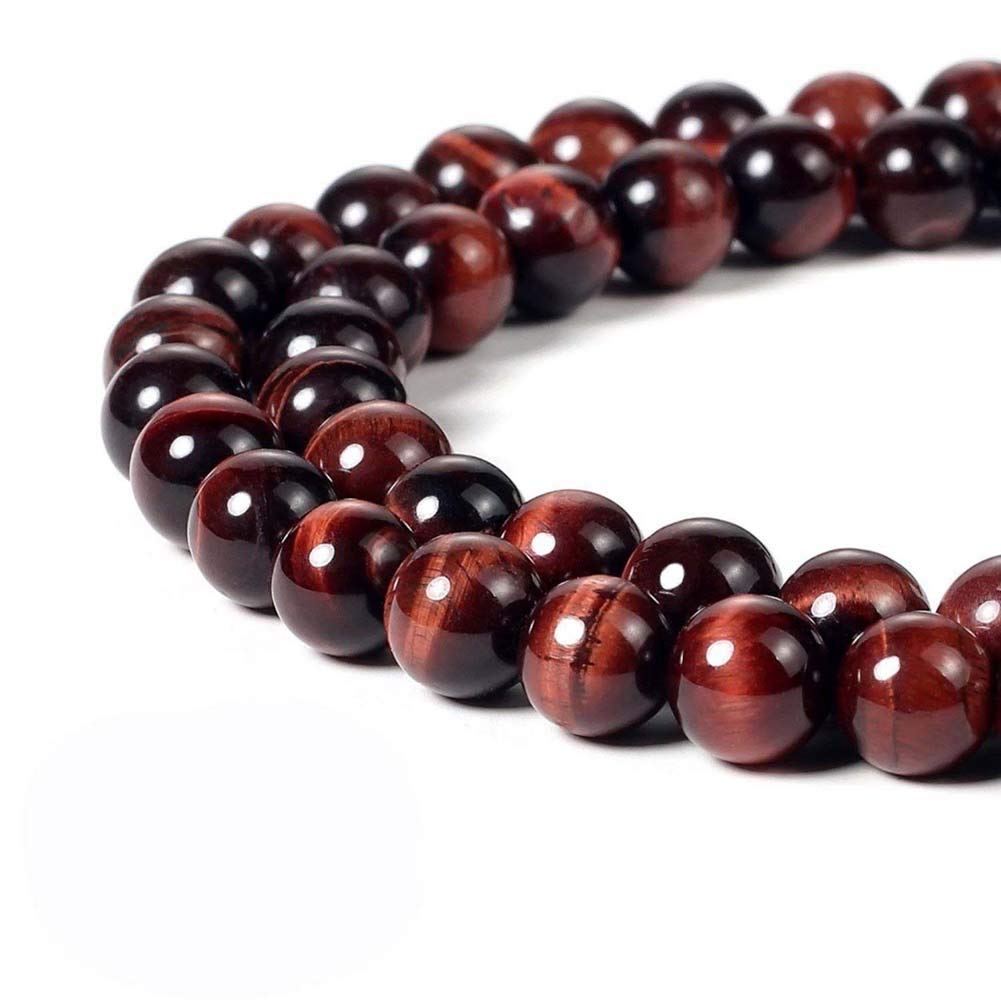 Natural Stone Beads 100pcs 10mm Red Tiger Eye Round Genuine Real Stone Beading Loose Gemstone Hole Size 1mm DIY Charm Smooth Beads for Bracelet Necklace Earrings Jewelry Making (Red Tiger Eye,10mm)