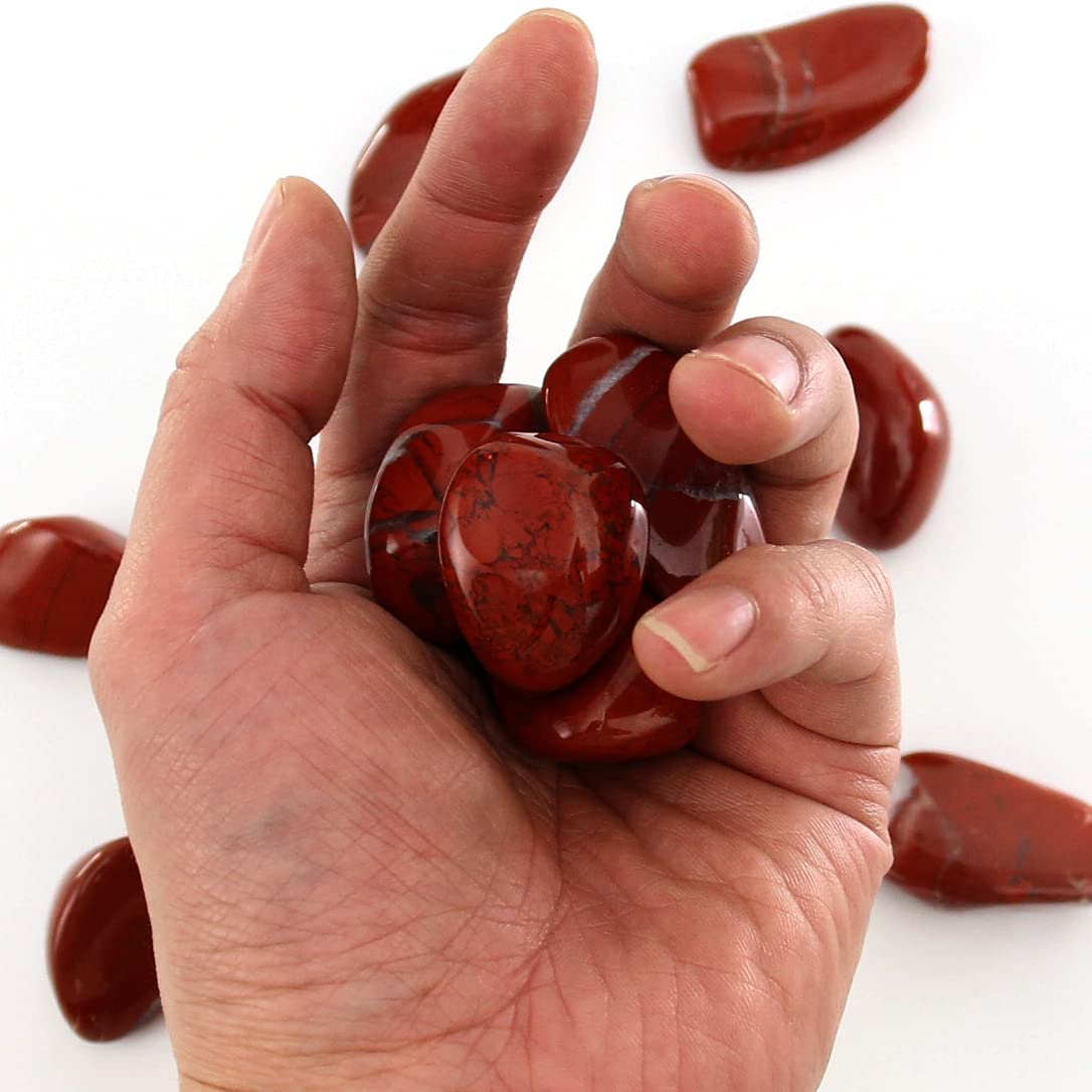 Tumbled Polished Natural Red Jasper Stones, Crystals and Healing Stones Quartz Bulk for Wicca, Reiki, Healing Energy, Chakra Stones, Witchcraft Supplies(10Pcs)