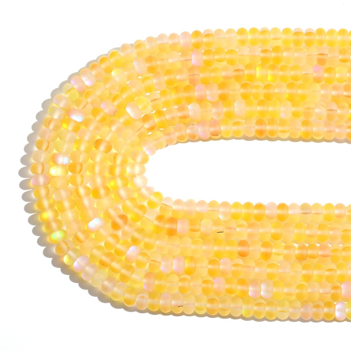 5x8mm Yellow Matte Aurora Crystal Glass Beads Loose Rondelle Disc Beads Frosted Moonstone for Jewelry Making