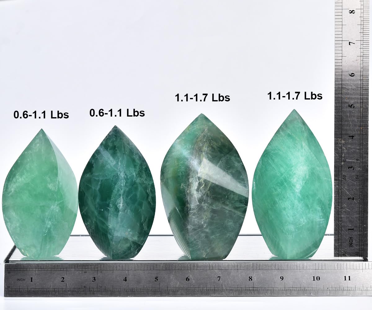 JIC Gem Green Fluorite Crystal Natural Healing Crystal Point Large 4 Sides Tower Fluorite Stone Energy Gemstone Home Decor 1.1-1.7 Lbs