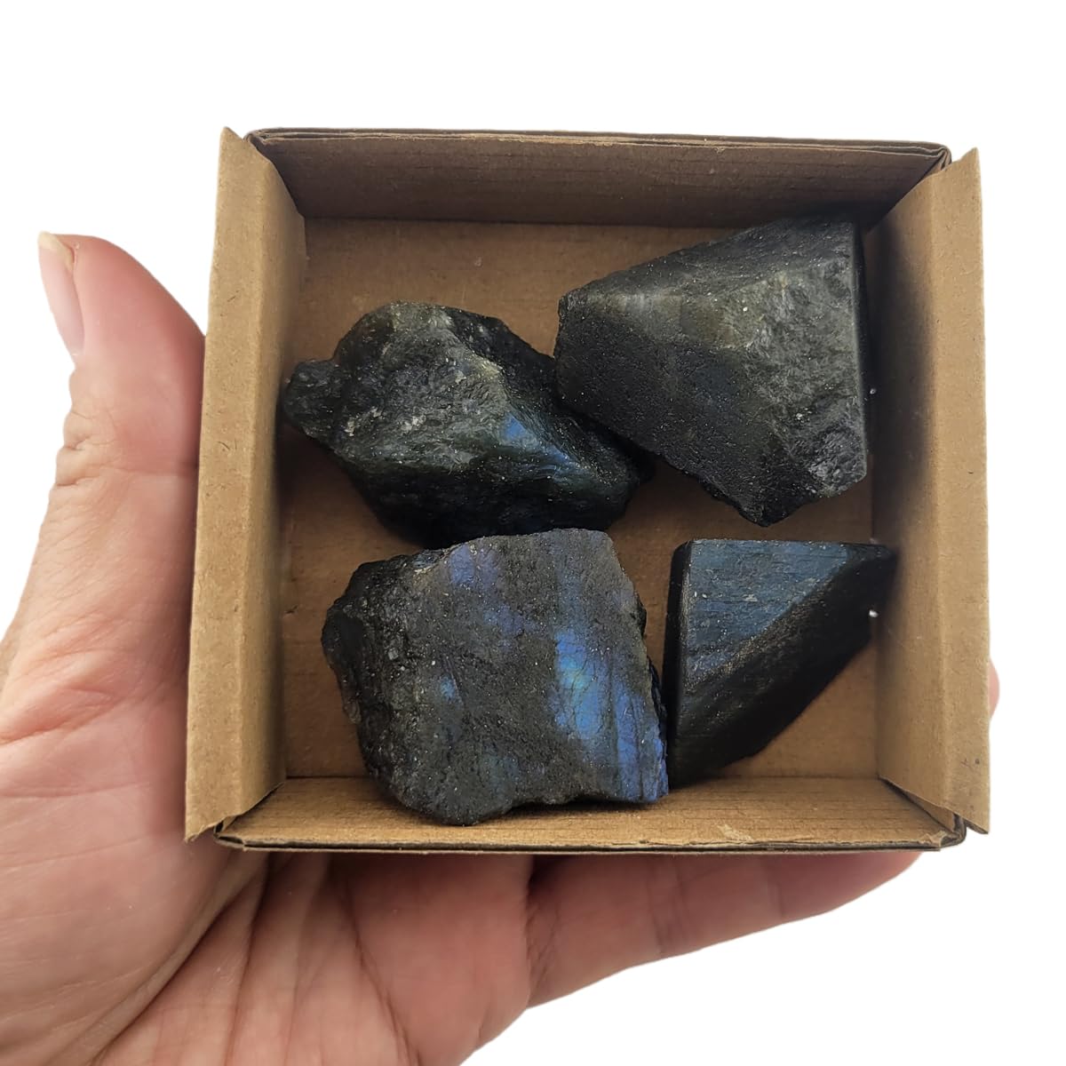 3-5Pcs Labradorite Natural Raw Crystals 1''-2'' Rough Stones Rocks for Tumbling Polishing Cabbing Gemstones Crystals and Healing Stones for Wicca Reiki,Fountian Rocks for Decorations (Labradorite)