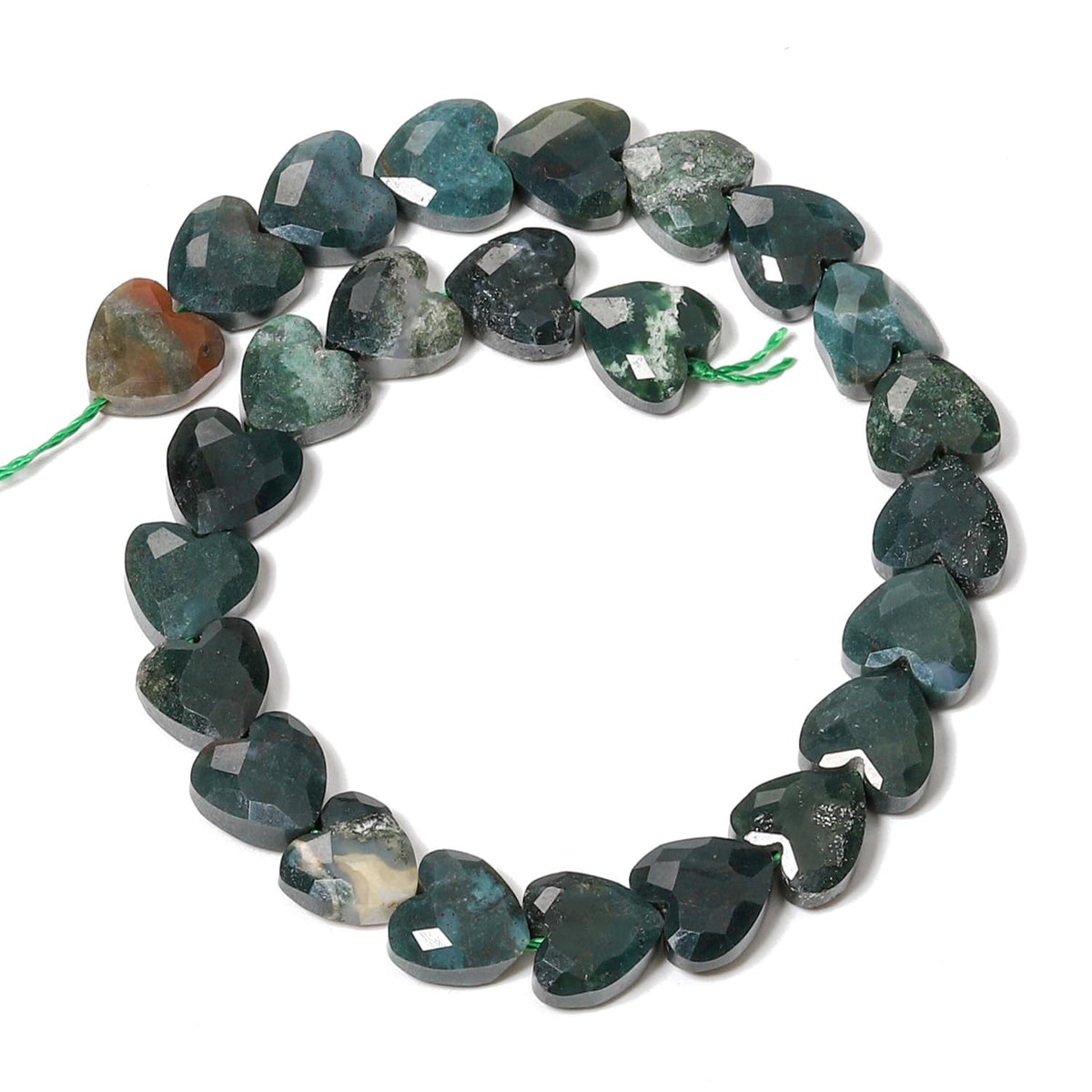 Nitopupu 22pcs Faceted Heart Stone Beads Natural Indian Agate Bead 8mm Crystals and Healing Stones for Jewelry Making Supplies, Friendship Bracelet Kit, Love Gifts