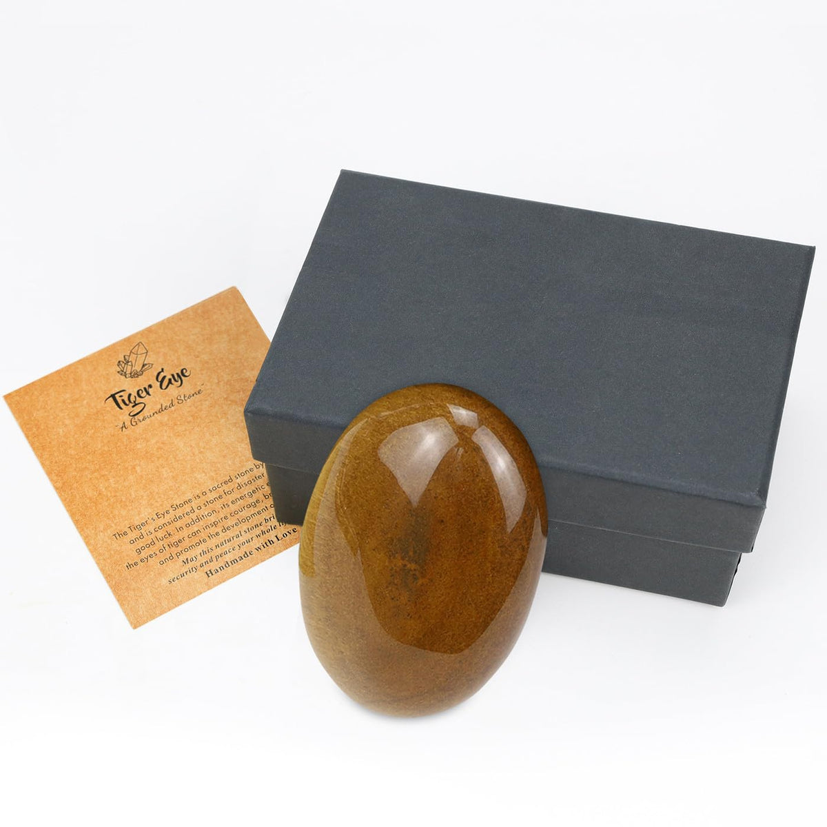 MAIBAOTA 2.4" Tiger Eye Crystal Stone Polished Palm Stone 0.7" Thick Natural Reiki Gemstone Healing Crystals Worry Stone Energy Balancing Anxiety Stress Relief Meditation 1 Pc