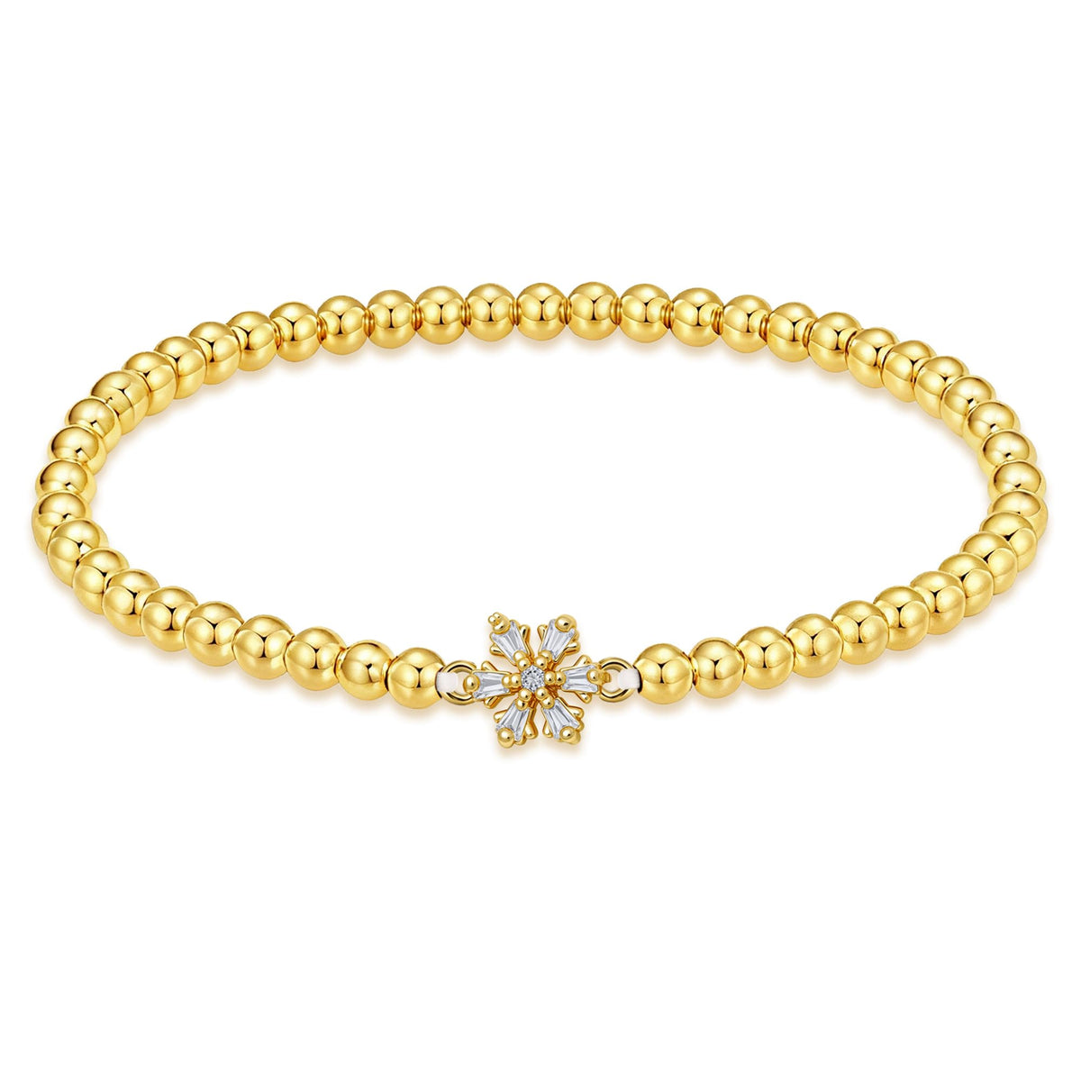 HZDK Beaded Bracelets for Women - 14K Gold Plated Dainty Beaded Bracelets for Women Stackable Charm Bracelet Trend Jewelry Stretch Bead Bracelet Gifts
