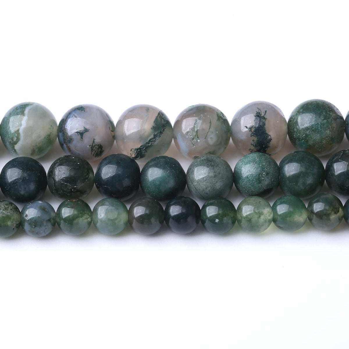 35PCS 10MM Natural Moss Agate Stone Beads Energy Healing Beads for DIY Jewelry Bracelet Necklace Making for Jewelry Making15Inch