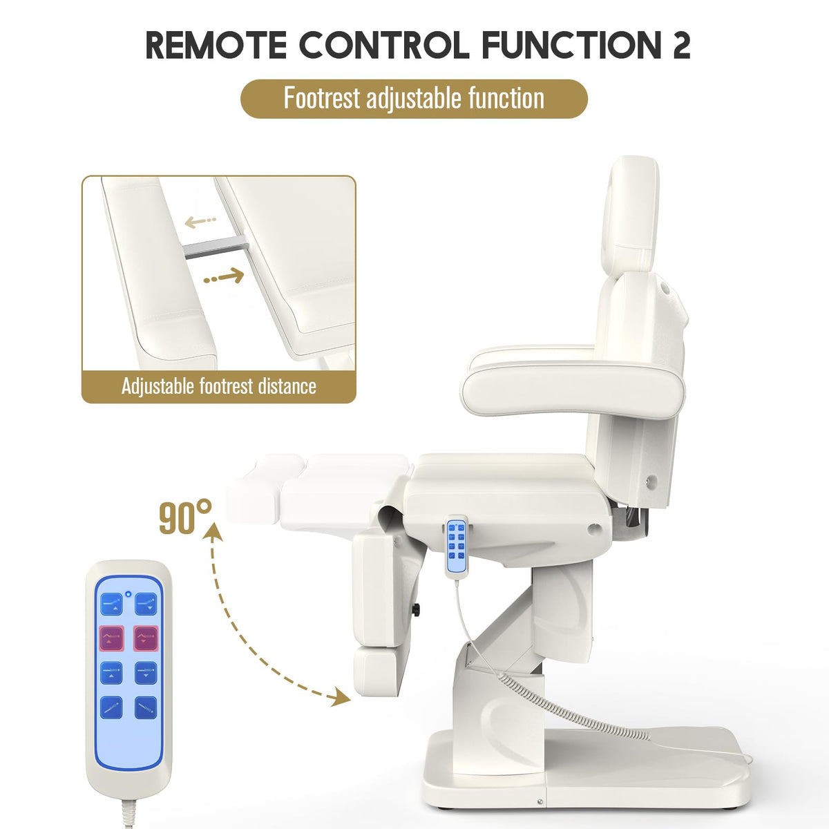 Dolonm 4 Motor Electric Chair/Bed, Aluminum Hydraulic System for Medical Treatment Exam, Facial, Spa, Eyelash, Tattoo, Podiatry Treatment Beauty Massage, Hand Remote Controlled Adjustable - White