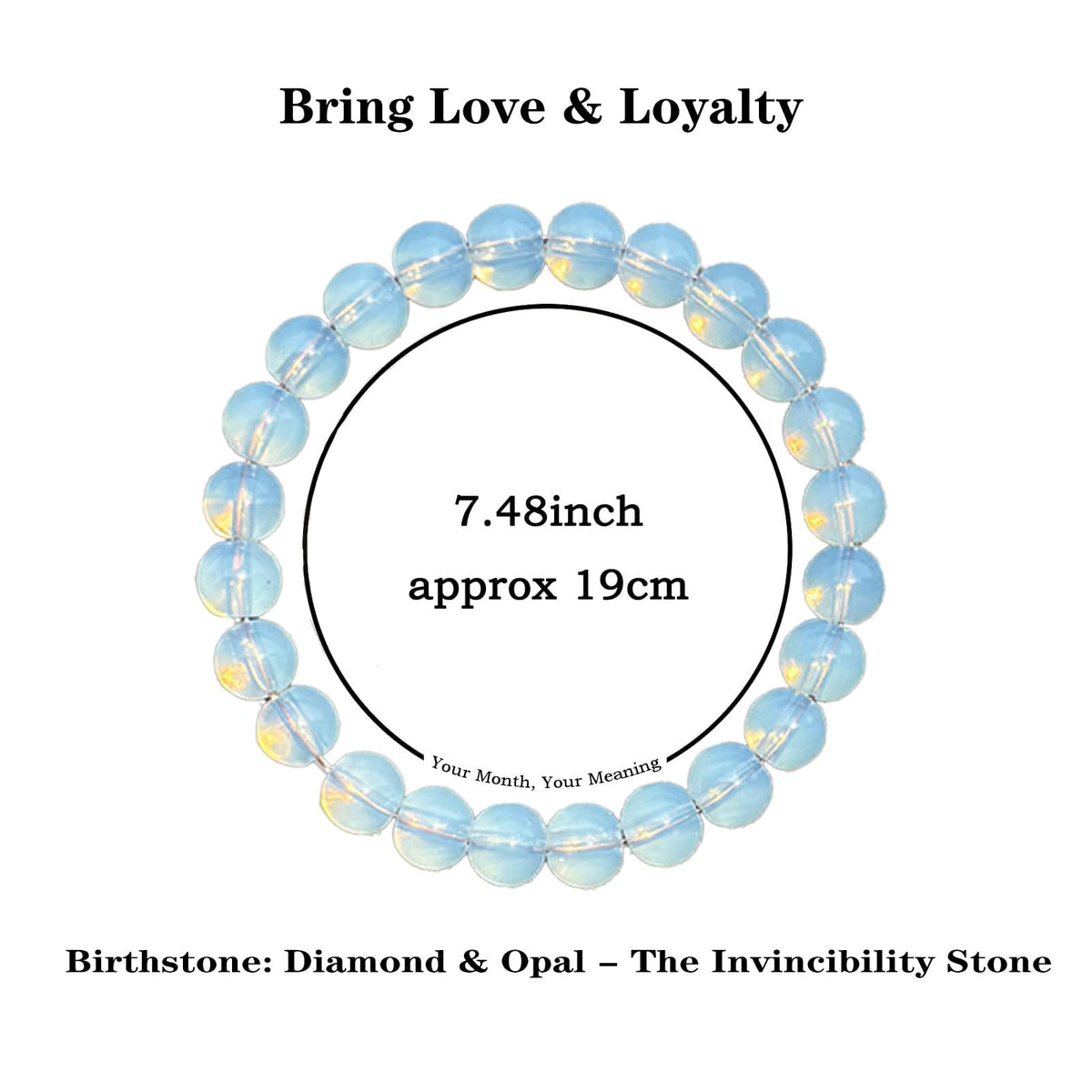 Naupyal April Birthstone Bracelet for Women Men,Opal Natural Stone Beaded Bracelets,Healing Crystal Gemstones Stretch Bracelet Stress Relief Month Bracelet Birthday Jewelry Gifts