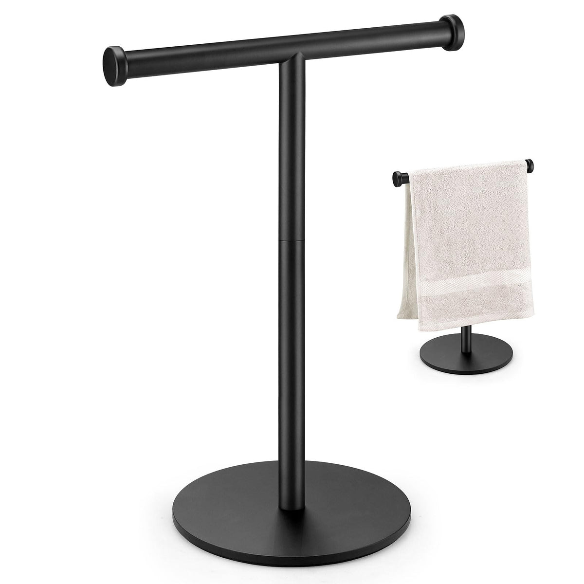 Hand Towel Holder, Matte Black Bathroom Towel Racks, Countertop Towel Stand, T-Shape Towel Holder for Bathroom Kitchen, Size 11" L x 6.7" W x 16.1" H