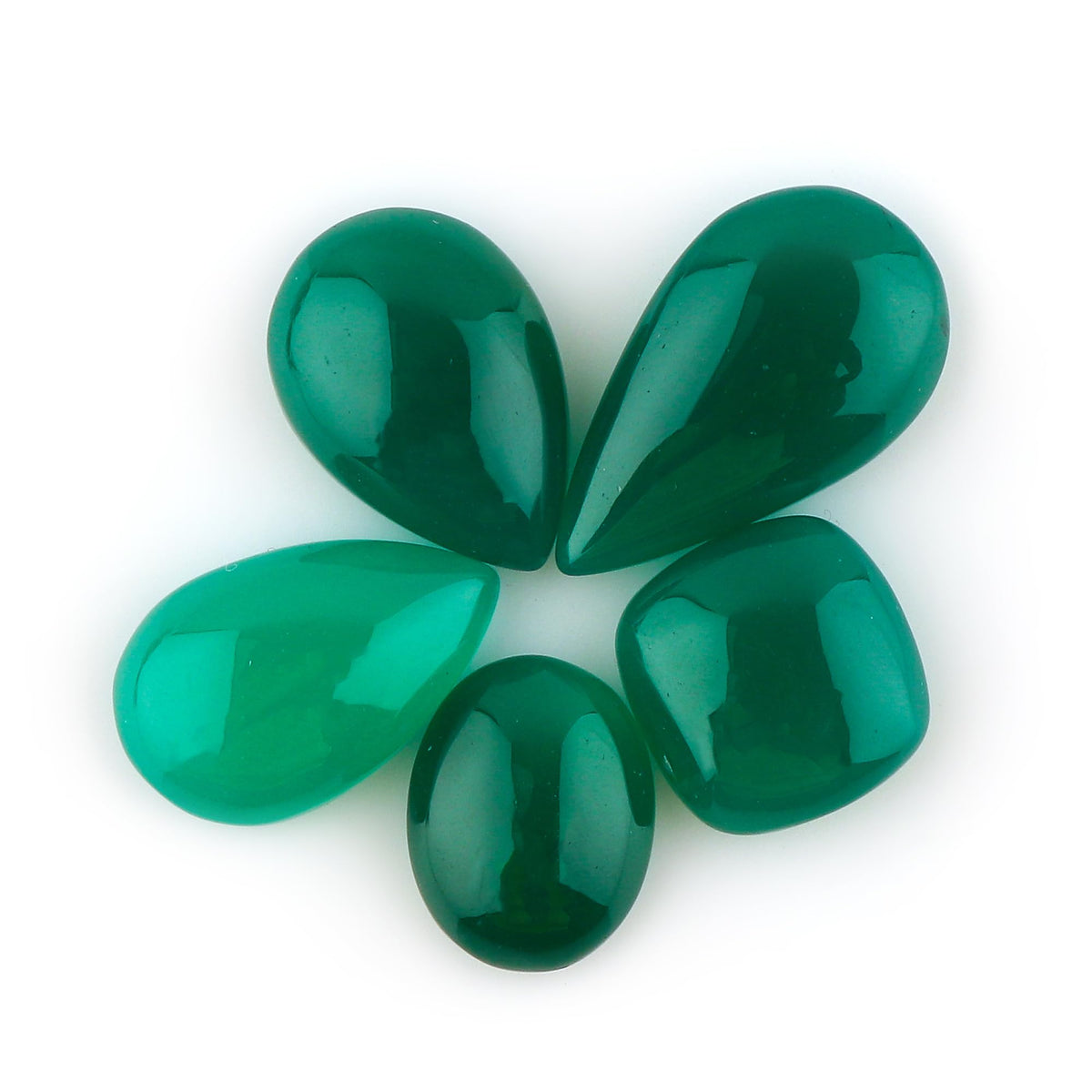 CRYSTALINES 5pcs Wholesale Cabochon, Natural Green Onyx Gemstones, Healing Crystals, Polished Stones, DIY Craft, Bulk Loose Supply, Jewelry Making, Gem Collection, Worry Stone