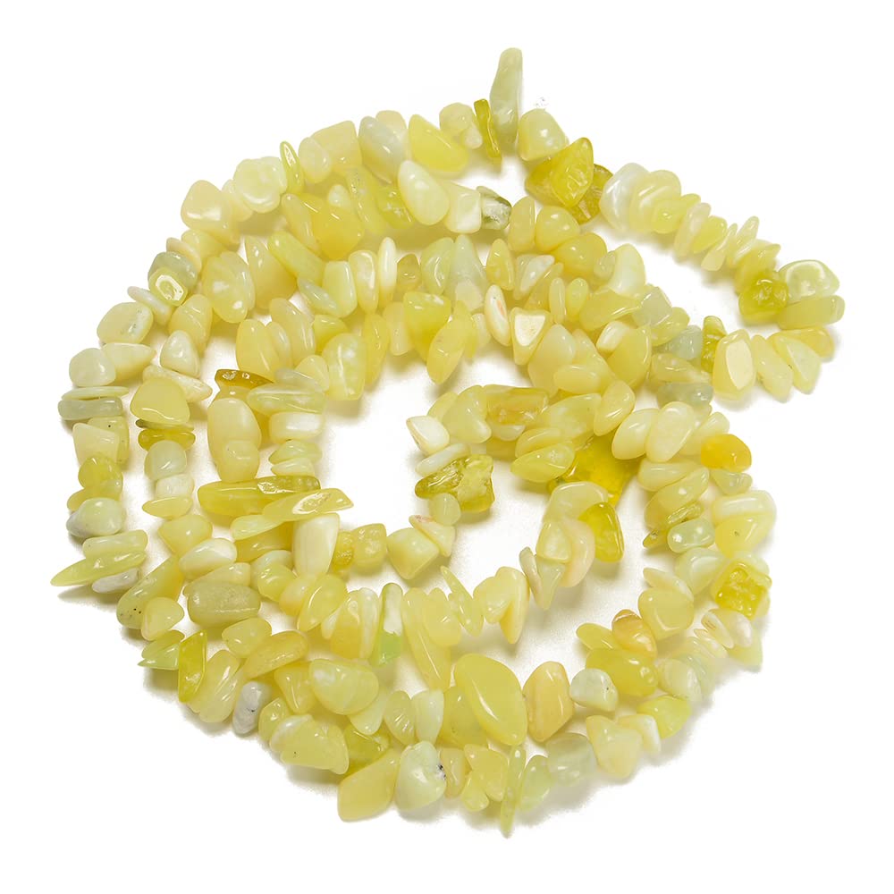 PLTbeads 7-8mm Natural Lemon Jade Gemstone Chips Beads Healing Crystals Waist Bracelets Necklace Kit Irregular Stone DIY Crafts Design Jewelry Making